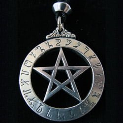 witches pendant with runes