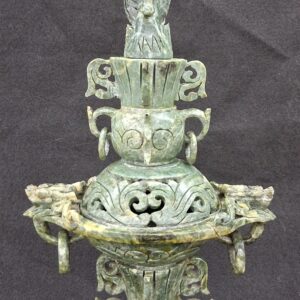 Hand Carved Green Soapstone Incense Burner