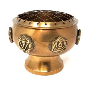 Seven Chakra Solid Brass Screen Charcoal Burner 3"